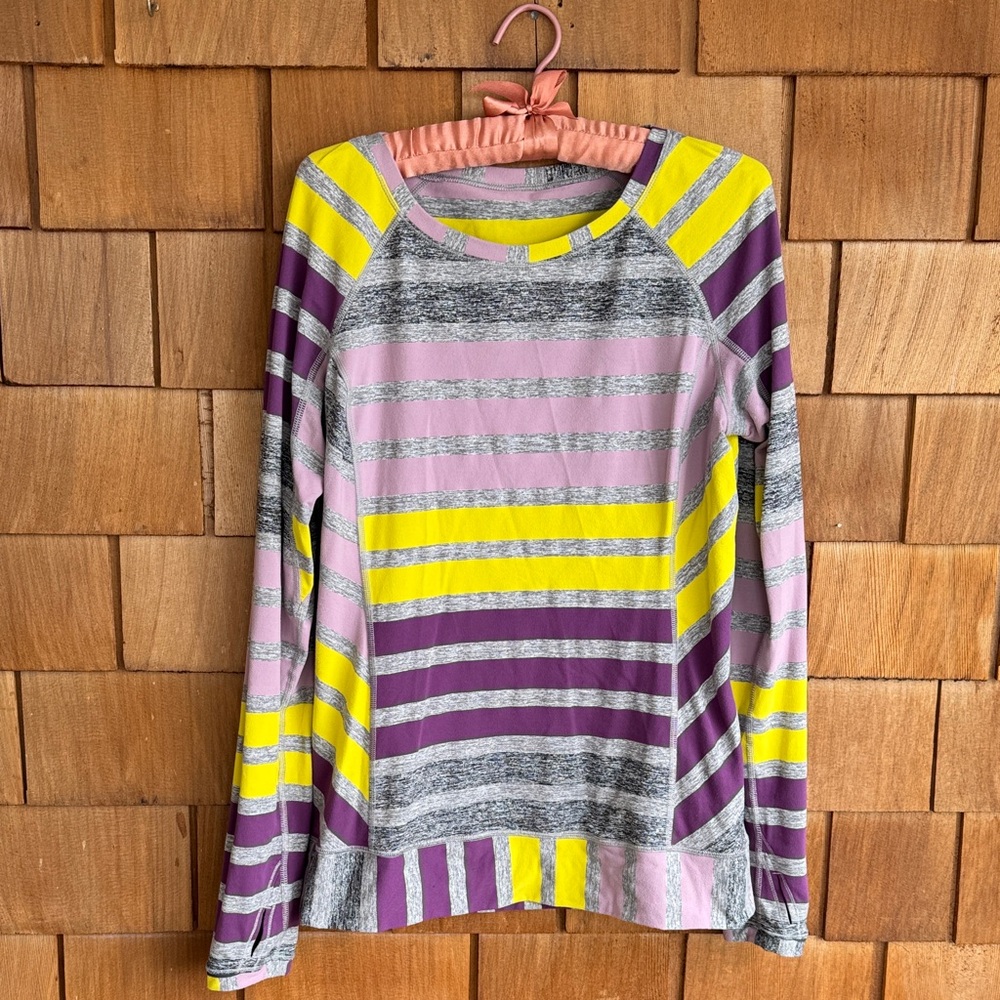 lululemon athletica Striped Sweat Top in Yellow, Purple & Gray